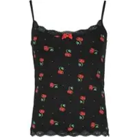 Pussy deluxe - Rockabilly Top - Cherries Classic Top - XS tot XXL - voor Vrouwen - zwart-rood | Maat S