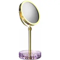 DECOR WALTHER Make-up Spiegel Kristall KSA Met Schaaltje Violet Goud 24 Karaat (4x + 1x magnification)