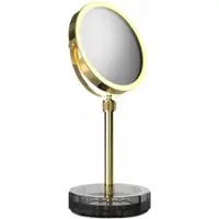 DECOR WALTHER Make-up Spiegel Kristall KSA Met Schaaltje Antraciet Goud 24 Karaat (4x + 1x magnification)
