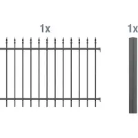 Alberts Metalen hek Chaussee Hoogte: 100 en 120 cm, breedte: 200 cm, om in beton te verankeren