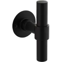 Intersteel Gatdeel deurkruk T-model recht op plat rozet - RVS/mat zwart