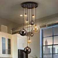 Schuller Valencia Glazen hanglamp Dark, zwart, Woon-/ Eetkamer, metaal, hanglamp