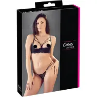 Cottelli collection - open bh met bandjes en ringen - string - zwart