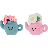 Take Me Home knuffel plant pluche - theepot met bloemen, 18cm