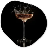 MuchoWow Organische wanddecoratie 60x60 cm - Organisch schilderij Cocktail - Zwart - Spetters - Glas - Muurdecoratie woonkamer - Kamer decoratie - Schilderijen - Muurcirkel aesthetic