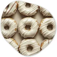 MuchoWow Organische wanddecoratie 60x60 cm - Organisch schilderij Donuts - Chocolade - Wit - Beige - Muurdecoratie woonkamer - Kamer decoratie - Schilderijen - Muurcirkel aesthetic