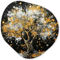 MuchoWow Organische wanddecoratie 90x90 cm - Organisch schilderij Boom - Zwart - Goud - Wit - Modern - Muurdecoratie woonkamer - Kamer decoratie - Schilderijen - Muurcirkel aesthetic