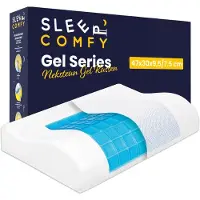 Sleep Comfy - Hoofdkussen - Gel Traagschuim Neksteun Hoofdkussen - Geschikt voor rug, zij-en buikslapers 47x30x9,5/7.5cm