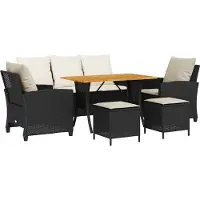 vidaXL 6-delige Loungeset met kussens poly rattan zwart