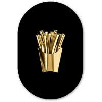 MuchoWow Muurovaal 40x60 cm - Ovale wanddecoratie Friet - Goud - Chrome - Eten - Ovalen schilderij - Muurdecoratie woonkamer - Kamer decoratie - Schilderijen - Wandcirkel
