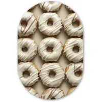 MuchoWow Muurovaal 40x60 cm - Ovale wanddecoratie Donuts - Chocolade - Wit - Beige - Ovalen schilderij - Muurdecoratie woonkamer - Kamer decoratie - Schilderijen - Wandcirkel