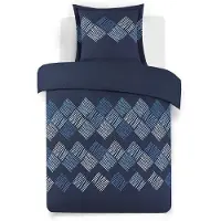 Vision Home VISION Nora Dekbedovertrekset - 100% katoen: zacht en soepel - Eenpersoons - Dekbedovertrek 140 x 200 cm met 1 bijhorende sloop -Blauw - Oekotex gecertificeerd