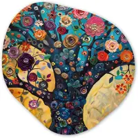 MuchoWow Organische wanddecoratie 40x40 cm - Organisch schilderij Boom - Levensboom - Kleurrijk - Bloemen - Modern - Muurdecoratie woonkamer - Kamer decoratie - Schilderijen - Muurcirkel aesthetic