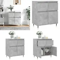 vidaXL Dressoir 60x35x70 cm bewerkt hout betongrijs - Dressoir - Dressoirs - Opbergkast - Buffet