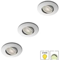 Lybardo - Inbouwspots extra klein 3-pack - Kantelbaar + LED Spot 3.5W - Dimbaar - Warmwit Licht