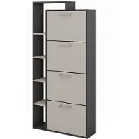 Vicco Orlando Schoenenkantelaar – 80 x 166.1 cm met 4 compartimenten Antraciet/grijs