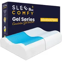 Sleep Comfy - Hoofdkussen - Gel Traagschuim Hoofdkussen - Geschikt voor rug, zij-en buikslapers -Anatolia 60x40x14/12 cm