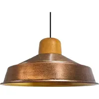 Bamyum Asletl-H Hanglamp Eettafel Hout Ø41 cm, Industriële Vintage Hanglamp, Koperkleur Metalen Pendelarmatuur