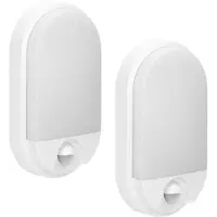 ORNO Set van 2 -NEFRYT LED Buitenlampen met Bewegingssensor – Tuinverlichting 4000K – Buitenverlichting met IP54 - Muur / Wandlamp 1100lm – buiten IK08 - Wit