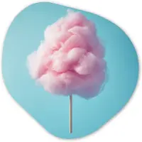 MuchoWow Organische wanddecoratie 40x40 cm - Organisch schilderij Suikerspin - Zoet - Snoep - Muurdecoratie woonkamer - Kamer decoratie - Schilderijen - Muurcirkel aesthetic