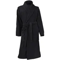 Linnick Wafel Badjas - Badjas Velours Katoen - Black - maat S - Badjas Dames - Badjas Heren