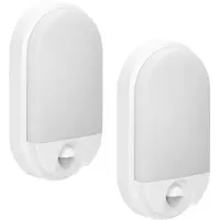 ORNO Set van 2 - NEFRYT Buitenlampen met Bewegingssensor – Tuinverlichting 4000K – Buitenverlichting met IP54 - Muurlamp 800lm – Wandlamp buiten IK08 - Wit