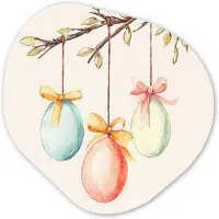 MuchoWow Organische wanddecoratie 40x40 cm - Organisch schilderij Paastak - Strikje - Eieren - Muurdecoratie woonkamer - Kamer decoratie - Schilderijen - Muurcirkel aesthetic