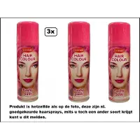 Goodmark 3x Haarverf/haarspray roze/pink 125 ml - Flashy pink - Word bezorgd in doos ivm beschadeging - Festival thema feest carnaval haar kleurspray party