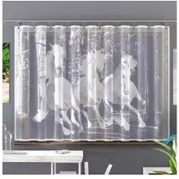 Wisan Paarden jacquard vitrage Gordijn 250x150 cm - Curtains - Jacquardgordijnen-wit- 250 x 150 cm
