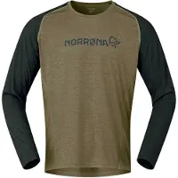 Norrøna - Mountainbike kleding - Fjora Equaliser Lightweight Long Sleeve M'S Olive Night voor Heren - Maat L - Kaki