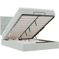 vidaXL Ottoman bed met matrassen 140x200cm fluweel lichtgrijs
