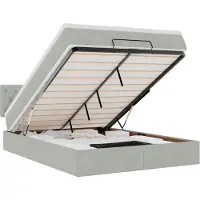 vidaXL Ottoman bed met matras 140x200cm fluweel lichtgrijs