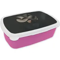 MuchoWow Broodtrommel Roze - Lunchbox Zwarte - Hoed - Vrouw - Brooddoos 18x12x6 cm - Brood lunch box - Broodtrommels voor kinderen en volwassenen