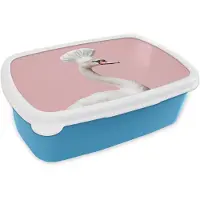 MuchoWow Broodtrommel Blauw - Lunchbox Zwaan - Koksmuts - Mooi - Klassiek - Brooddoos 18x12x6 cm - Brood lunch box - Broodtrommels voor kinderen en volwassenen
