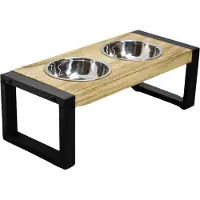 Kroon - Voerbakje Hond Kat M - Voerbak - Hondenbak - Dinerset - Industrieel - M 44cm - Bruin - M: 44x19x15 cm