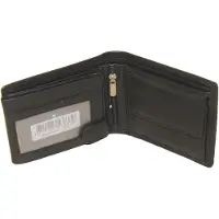 Oi zwarte lederen heren portemonnee / kleinere maat billfold laag model / herenbeurs voor 8 pasjes / anti skim / zwart / 181