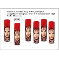 Goodmark 12x Haarverf/haarspray rood 125 ml – Intense Red - Festival thema feest carnaval haar kleurspray party
