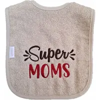 Funnies Crème slab met "Super Moms" - mama's, babyshower, zwanger, cadeautje, kraamcadeau, grappig, geschenk, baby, tekst, beige, bruin, moederdag, moedersdag