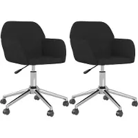 vidaXL Eetkamerstoelen draaibaar 2 st stof zwart
