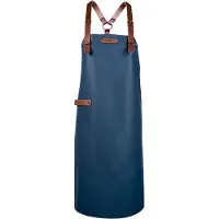 Xapron leren schort Bovine Navy met schouderbanden - L (lengte 82 cm/ Breedte 60 cm)