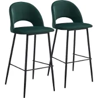 Oviala - Set van 2 groene fluwelen metalen stoelen - Lou