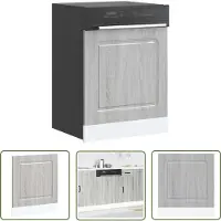 vidaXL Vaatwasserfront - Vaatwaspaneel - Vaatwaspaneel Kalmar 60x1,5x67 cm bewerkt hout grijs sonoma - Keukenrenovatie - Grijze Keuken - Houten Keuken