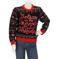 Apollo Kersttrui dames - kersttrui dames met lichtjes - Zwart - Maat M - kersttrui dames volwassen - kersttrui - kerst trui - kerst trui dames