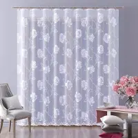 Wisan Rozaria jacquard vitrage Gordijn 300x 250 cm - Curtains - hoogwaardig jacquardgordijn- wit- 300 x 250 cm