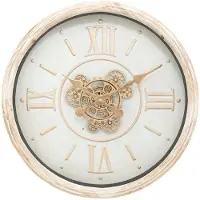 Noname Wandklok/muur klok Florence - Vintage Wood - Dia 50 cm - mdf/glas - beige/wit - Luxe klokken