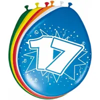 Folat 32x Stuks verjaardag ballonnen 17 jaar thema 30 cm - Leeftijd feestartikelen/versiering