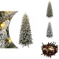 vidaXL Kunstkersboom - Kunstkerstbomen - Kerstboom - Kerstdecoratie - Kunstkerstboom met 300 LED's en sneeuw 180 cm