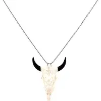 Heaven Eleven - dames ketting - ballchain RVS - hertegewei schedel - 74cm