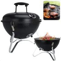 Cheqo Bolvormige Barbecue - Tafel BBQ - Barbecue Tafelmodel - Zwart Metaal - Met Deksel en As Schaal - Inclusief EBOOK