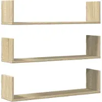 vidaXL Wandschappen 3 st 80x18x18 cm bewerkt hout artisanaal eiken